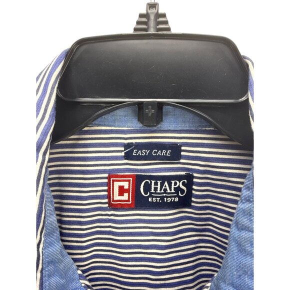 Chaps Mens Striped Button Down Shirt Large Classic Fit Easy Care Cotton Blend - Picture 3 of 7